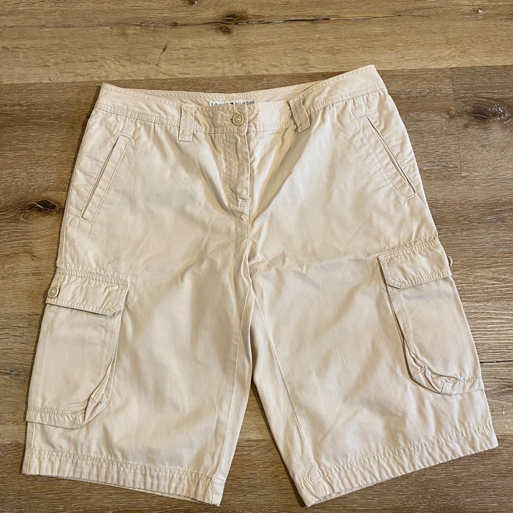 Tommy Hilfiger Cargo Shorts Baggy Vintage Beige Flat Khaki Chino Men's Size 12